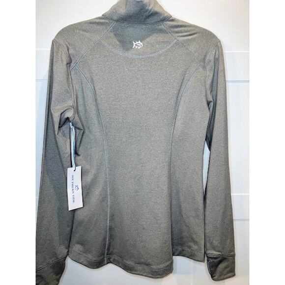 Southern Tide NWT Quarter Zip Shirt Women's Size XS extra Small Gray Blue Trim - Picture 5 of 9